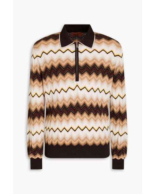 Missoni Pullover aus häkelstrick aus einer baumwoll-wollmischung mit polokragen in Brown für Herren