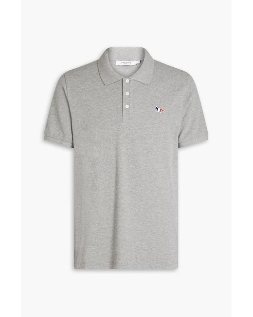 Maison Kitsuné Gray Appliquéd Cotton-piqué Polo Shirt for men