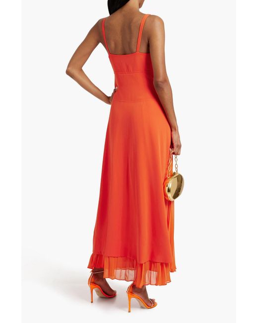 Jonathan Simkhai Red Sequoia Pleated Chiffon And Crepe Maxi Dress