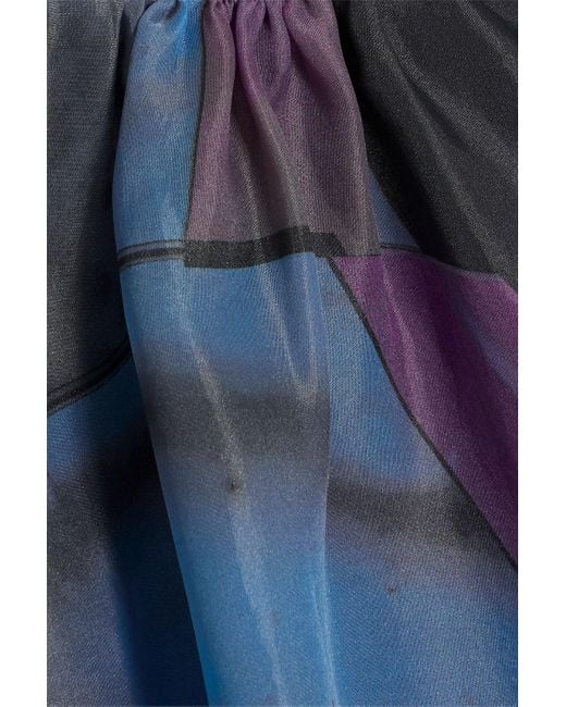 Roksanda Blue Bluse aus organza mit rüschen und print