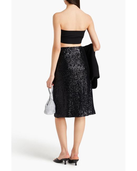 Claudie Pierlot Black Twisted Sequined Stretch-mesh Skirt