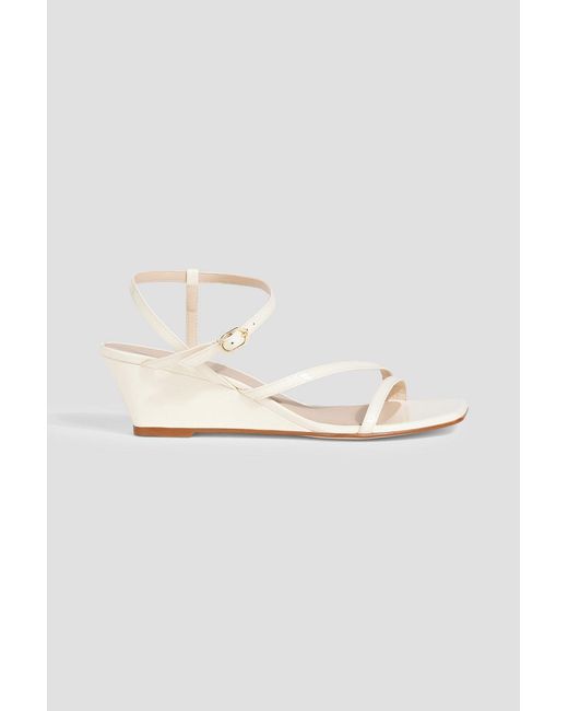 Stuart Weitzman White Oasis 50 Patent-Leather Wedge Sandals