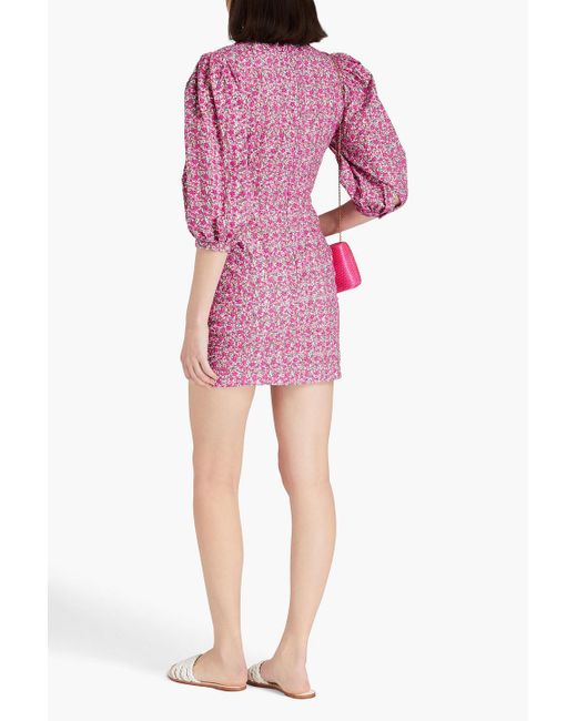 Maje Pink Floral-print Broderie Anglaise Cotton Mini Dress