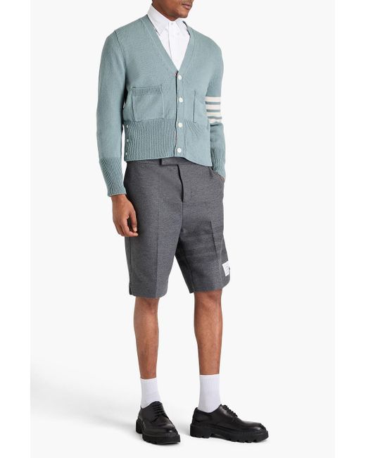Thom Browne Gray Striped Cotton-twill Shorts for men