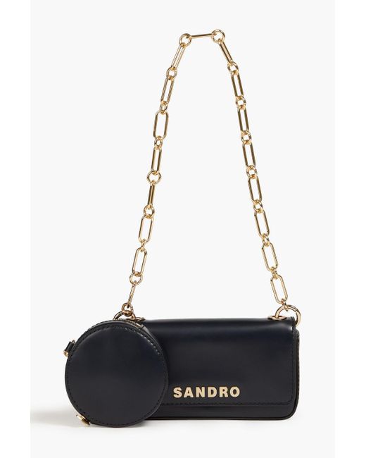 Sandro Black Leather Shoulder Bag