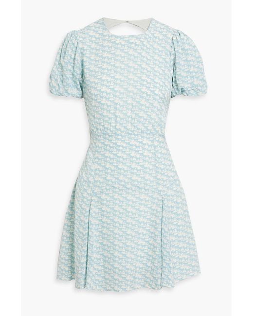 Solid & Striped Blue The Gael Cutout Printed Crepe Mini Dress