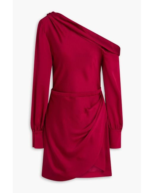Jonathan Simkhai Red Cameron One-Shoulder Satin-Crepe Mini Dress