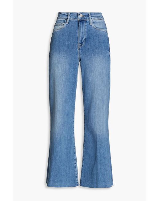 FRAME Blue Le Palazzo Faded High-rise Wide-leg Jeans