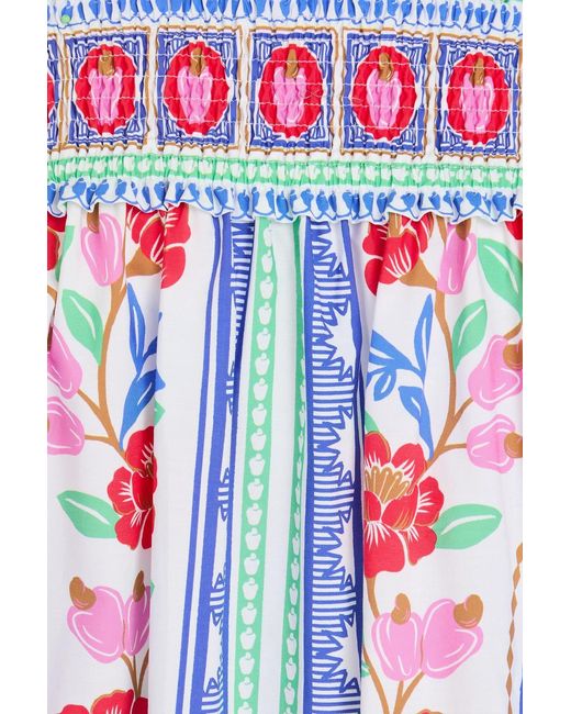 Farm Rio White Bead-embellished Printed Cotton-poplin Midi Dress