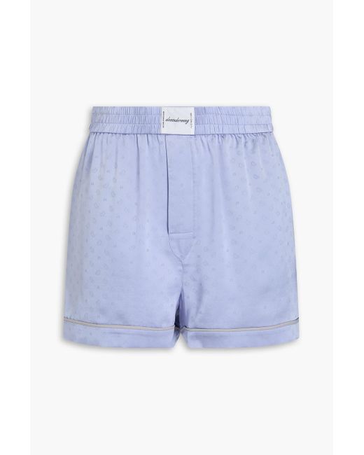 T By Alexander Wang Blue Silk-jacquard Shorts