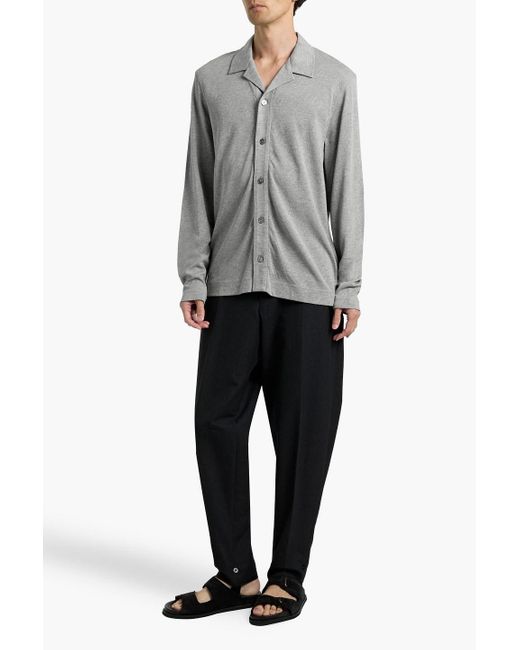 Officine Generale Gray Jacquard-Knit Lyocell And Cotton-Blend Cardigan for men