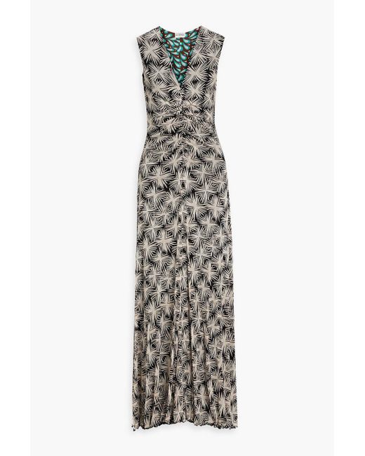Diane von Furstenberg White Solveigh Reversible Printed Stretch-Mesh Maxi Dress