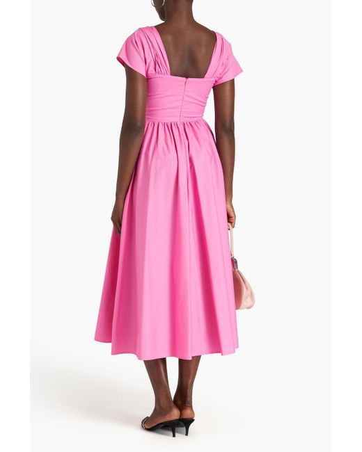 Vivetta Pink Gathered Cotton-blend Midi Dress