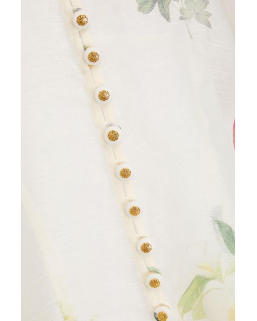 Zimmermann Natural Floral-Print Linen And Silk-Blend Gauze Blouse