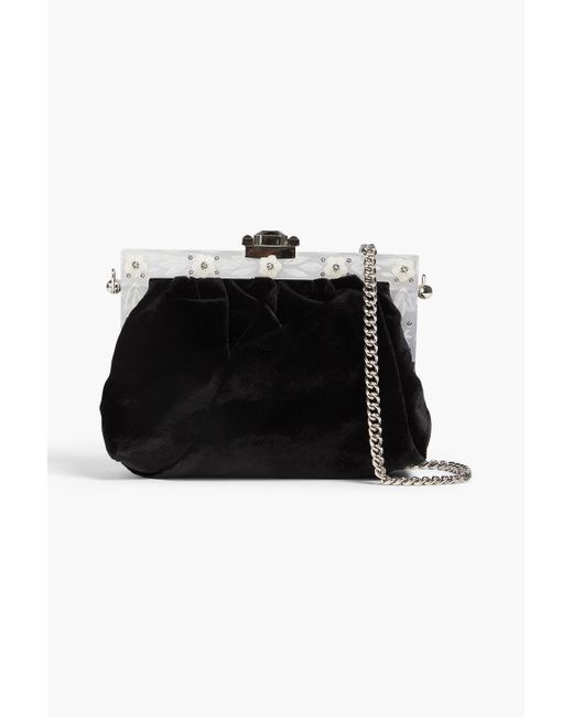 Dolce & Gabbana Black Box-clutch aus samt mit raffung