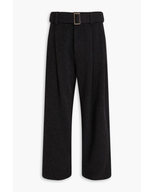 Emporio Armani Black Belted Wool-blend Twill Pants for men