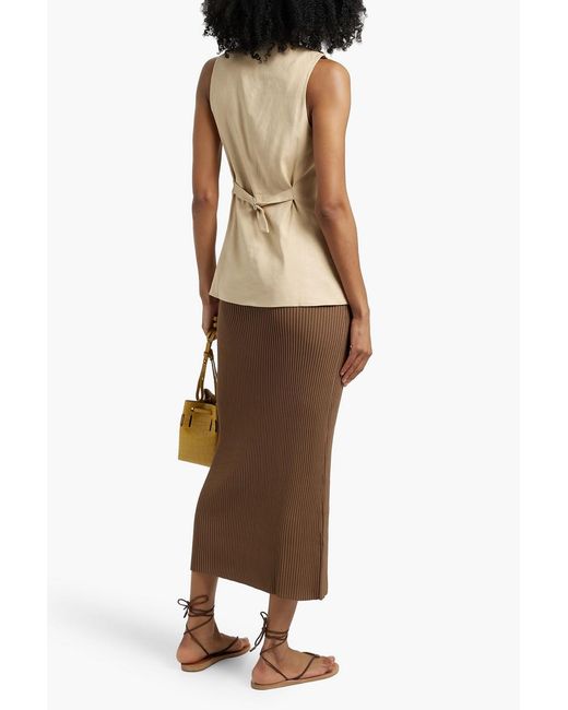 Veronica Beard Natural Liff Linen-Blend Vest