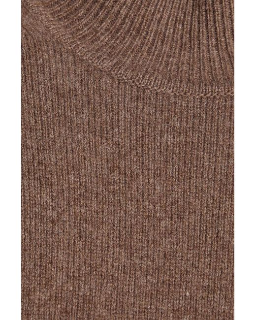 Jacquemus Brown Castagna Merino Wool And Cashmere-blend Mock-neck Sweater