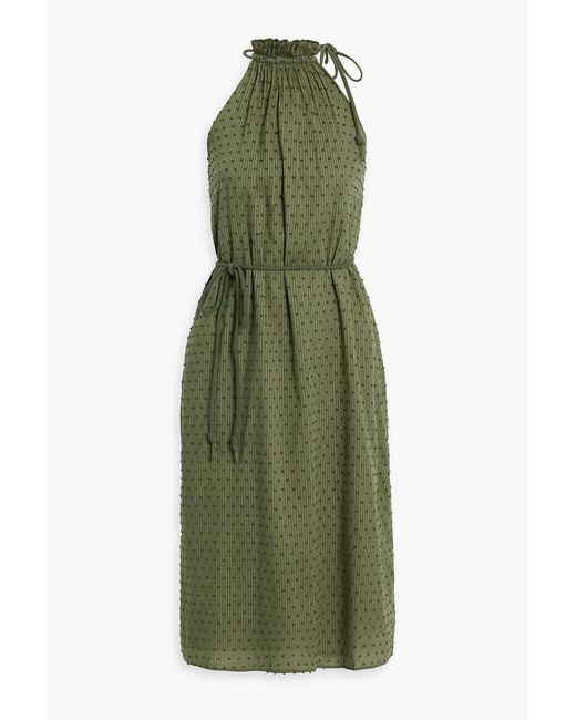 Joie Green Nashua Gathered Swiss-dot Cotton Dress