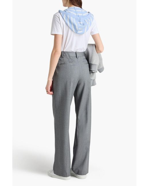 Veronica Beard Blue Striped Wool And Cashmere-Blend Hooded Dickey