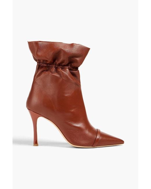 Malone Souliers Brown Fallon Gathered Leather Ankle Boots