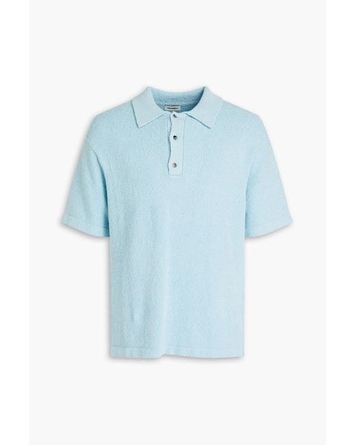 Nanushka Blue Ribbed Cotton-blend Terry Polo Shirt for men