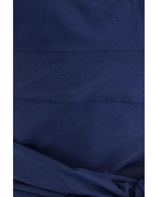 Alberta Ferretti Blue Cutout Draped Silk Top