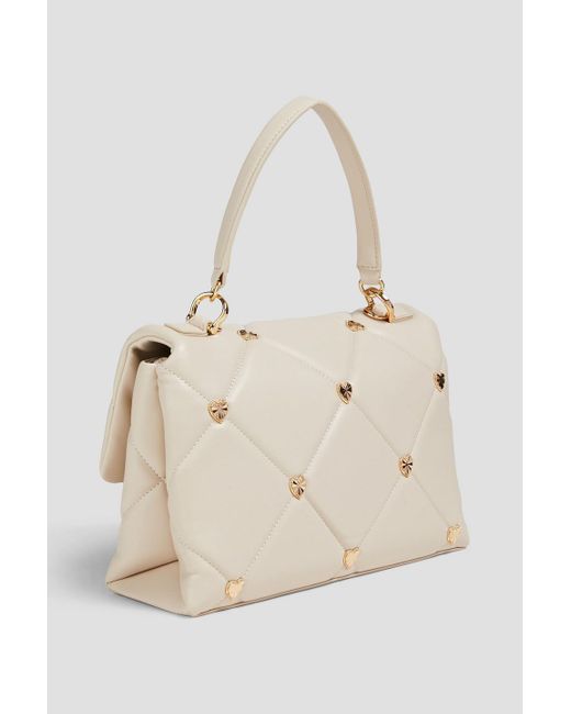 Love Moschino Natural Embellished Faux Textured-leather Tote
