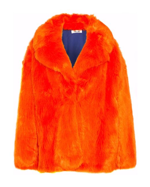 Diane von Furstenberg Orange Faux Fur Coat