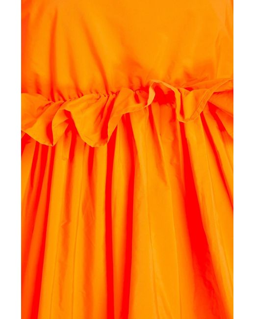 RED Valentino Orange Ruffled Neon Taffeta Midi Dress