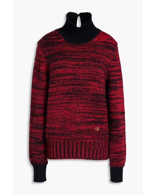 Victoria Beckham Red Marled Wool Turtleneck Sweater