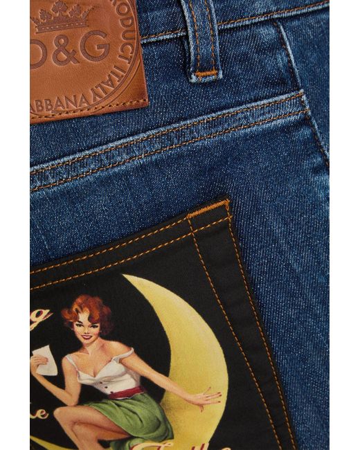 Dolce & Gabbana Bedruckte jeans mit schmalem bein aus denim in Blue für Herren