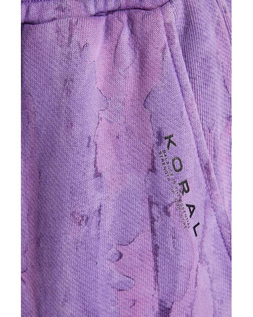 Koral Purple Oblivion Printed French Cotton-blend Terry Track Pants