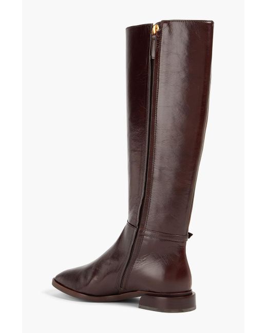 Tory Burch Brown Buckle-embellished Leather Boots