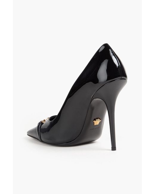 Versace Black Medusa Embellished Patent-Leather Pumps