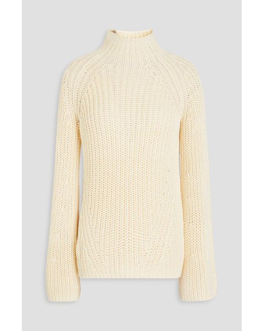 Zimmermann Natural Ribbed-knit Cotton Turtleneck Sweater