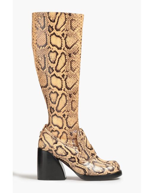 Chloé White Python-Effect Leather Boots