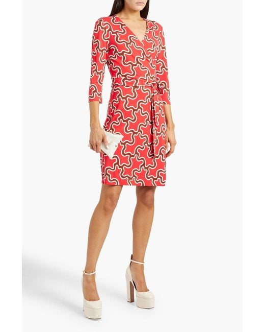 Diane von Furstenberg Red Julian Printed Silk-jersey Wrap Dress