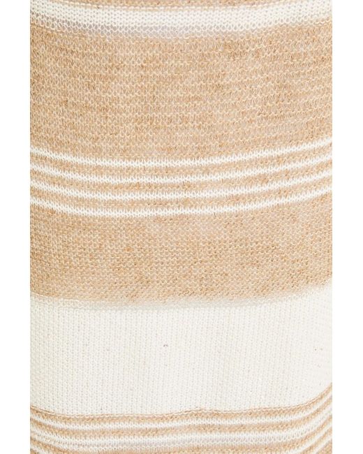 Fabiana Filippi White Metallic Striped Linen And Wool-blend Maxi Dress
