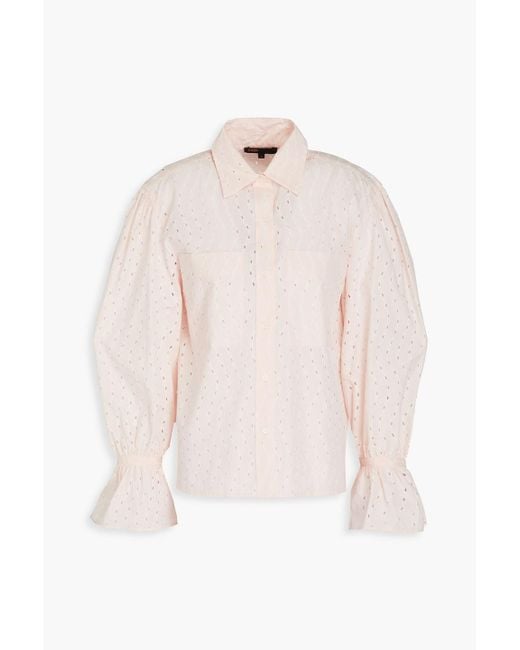 Maje Pink Broderie Anglaise Cotton Shirt
