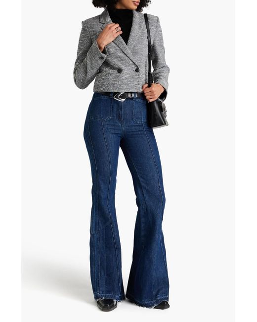 Rag & Bone Gray Josie Cropped Double-breasted Cotton-blend Bouclé-tweed Blazer