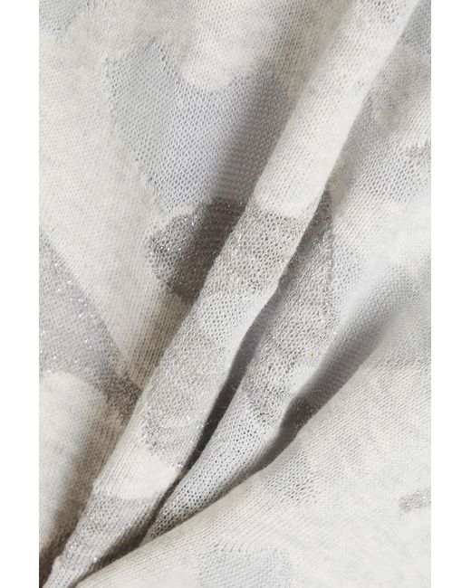 Brunello Cucinelli White Metallic Jacquard-knit Cotton Top