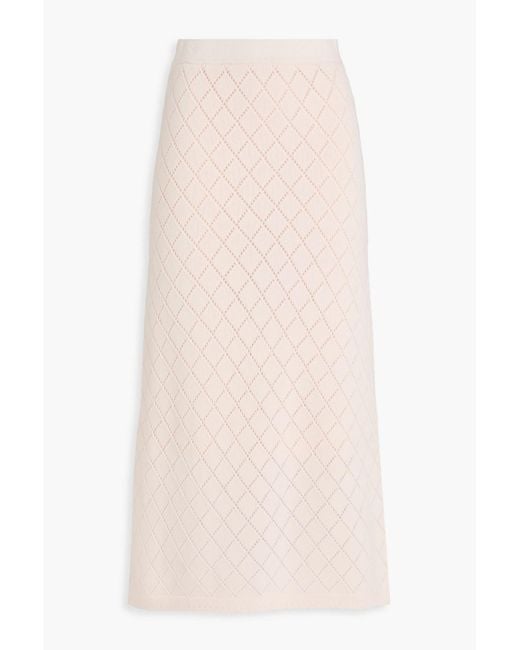 Zimmermann Pink Pointelle-Knit Wool Midi Skirt