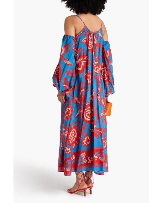 Farm Rio Red Maxikleid aus einer baumwollmischung mit floralem print und cut-outs