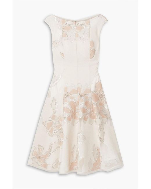 Talbot Runhof White Korbut Metallic Floral-jacquard And Organza Dress