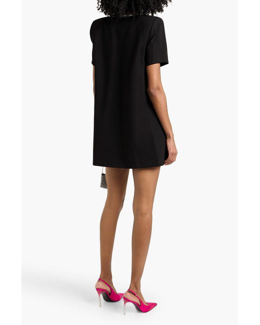 Area Black Crystal-Embellished Stretch-Jersey Mini Dress