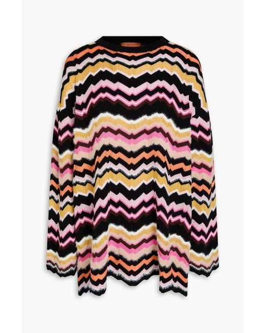 Missoni Black Brushed Crochet-Knit Cardigan