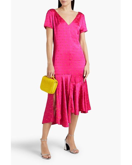 Marni Pink Asymmetric Satin-jacquard Dress