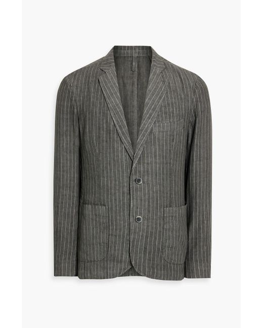 120% Lino Gray Pinstriped Linen Blazer for men