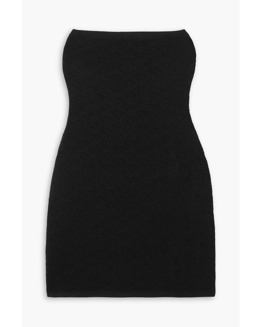 T By Alexander Wang Black Strapless Jacquard-knit Mini Dress